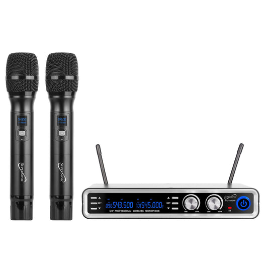SuperSonic UHF Dual Fixed Channel Wireless Microphone System with 300ft Range