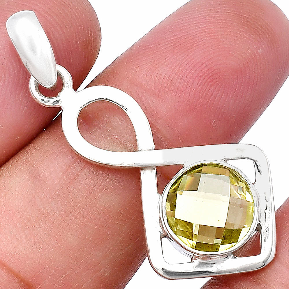 Lemon Quartz Checker Briolette Pendant P-1011 SDP143195