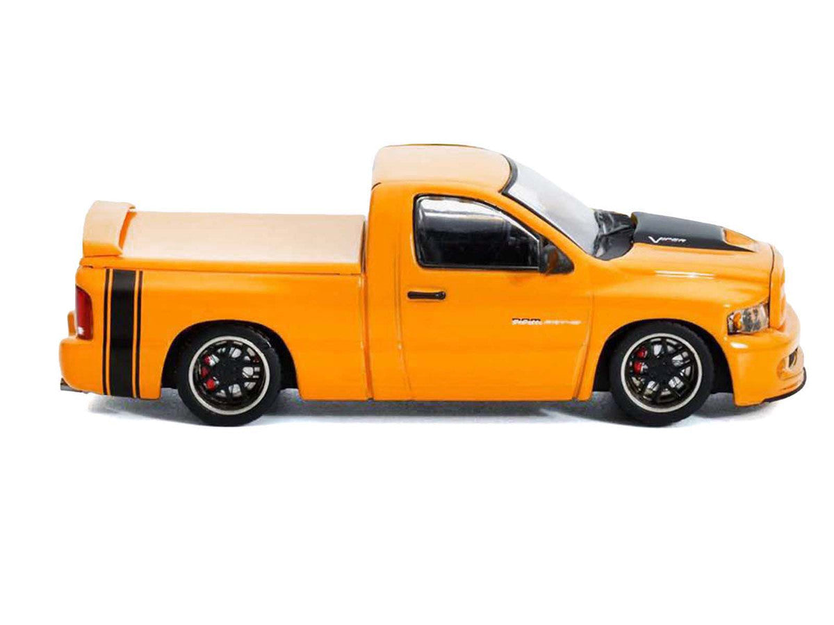2003 Dodge Ram SRT-10 Pickup Truck Yellow with Black Tail Stripe 1/64 Diecast Model Car by Shoom64 Models
