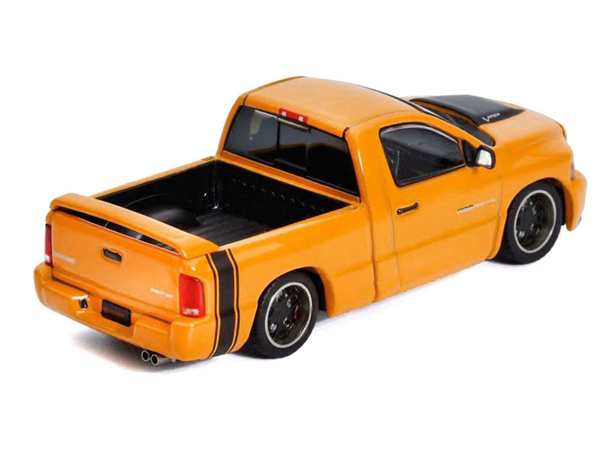 2003 Dodge Ram SRT-10 Pickup Truck Yellow with Black Tail Stripe 1/64 Diecast Model Car by Shoom64 Models