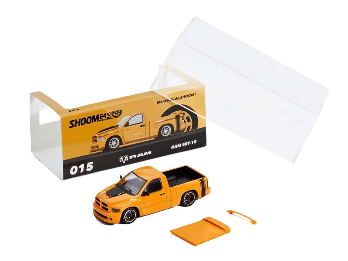 2003 Dodge Ram SRT-10 Pickup Truck Yellow with Black Tail Stripe 1/64 Diecast Model Car by Shoom64 Models