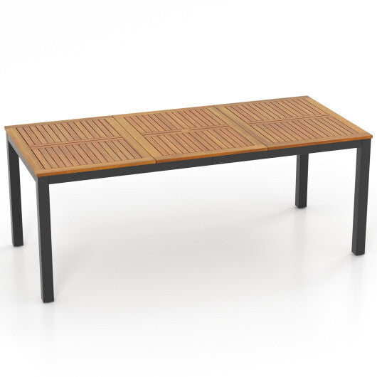 ?SMS ONLY?8-Person 79 Inch Outdoor Acacia Wood Patio Table with Umbrella Hole