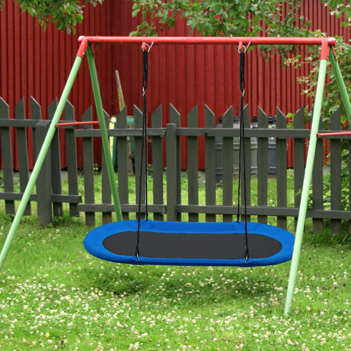 60 Inch Saucer Surf Outdoor Adjustable Swing Set-Blue+Black - Color: Blue