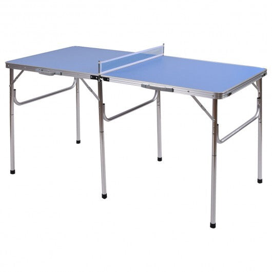 60 Inch Portable Tennis Ping Pong Folding Table with Accessories-Blue