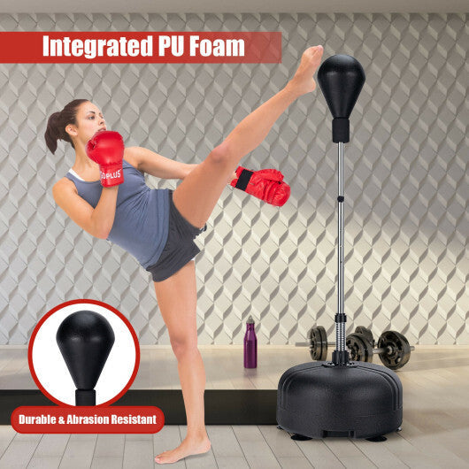 Adjustable Freestanding Punching Bag with Boxing Gloves-Red