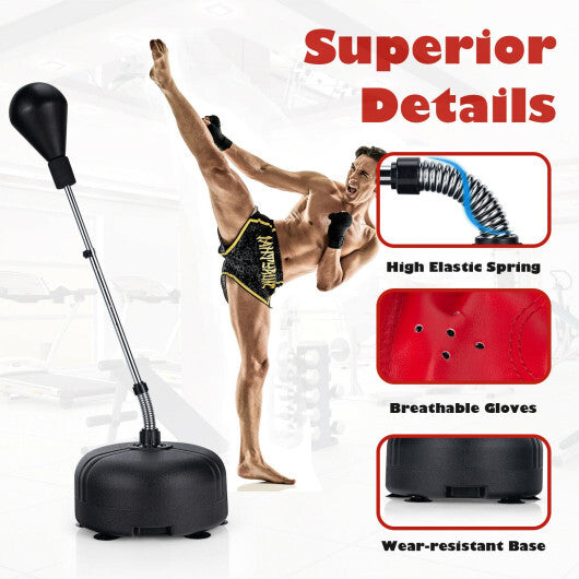 Adjustable Freestanding Punching Bag with Boxing Gloves-Red
