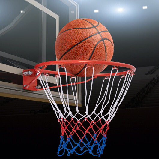 18 Inch Basketball Rim Goal Replacement with All Weather Net and Mounting Hardware-Black