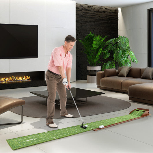 Golf Putting Mat Practice Training Aid with Auto Ball Return and 2 Hole Sizes