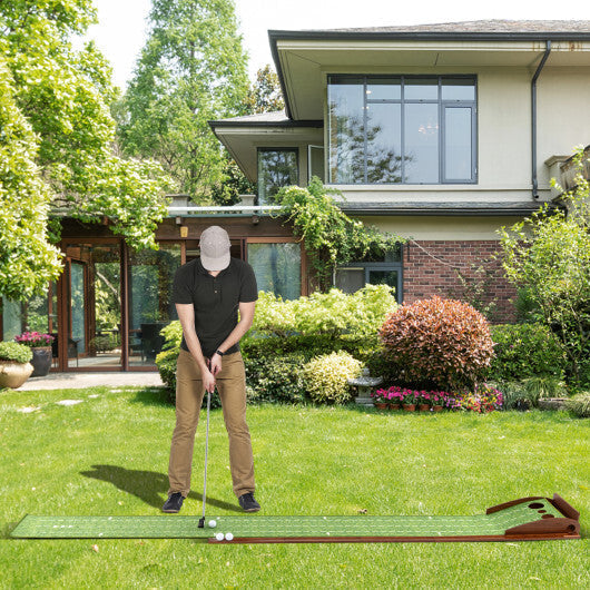 Golf Putting Mat Practice Training Aid with Auto Ball Return and 2 Hole Sizes