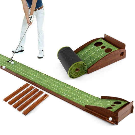 Golf Putting Mat Practice Training Aid with Auto Ball Return and 2 Hole Sizes