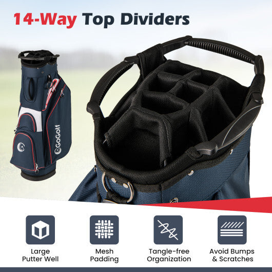 Golf Cart Bag Lightweight Portable Golf Club Organizer Bag-Gray