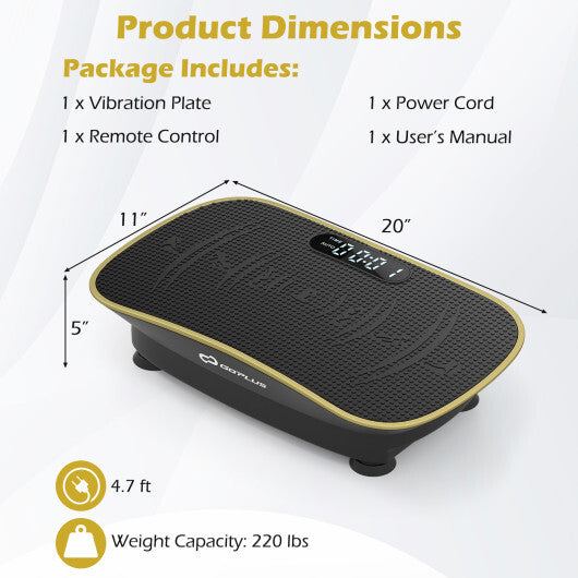Vibration Plate Exercise Machine for Lymphatic Drainage and Weight Loss with 10 Speed Intensities-Black