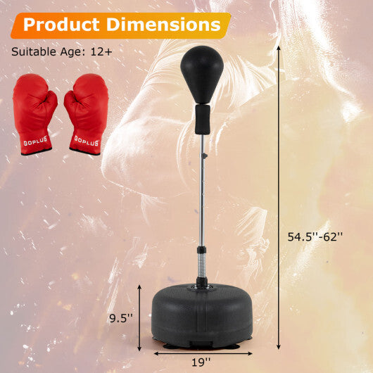 54.5"-62" Height Adjustable FPunching Bag with Stand for Teens and Adults-Red