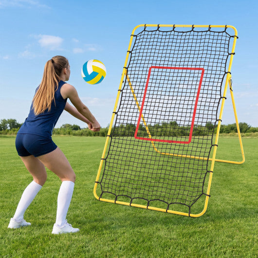 Volleyball Rebounder Net with 4 Adjustable Angles for Bumping and Spiking