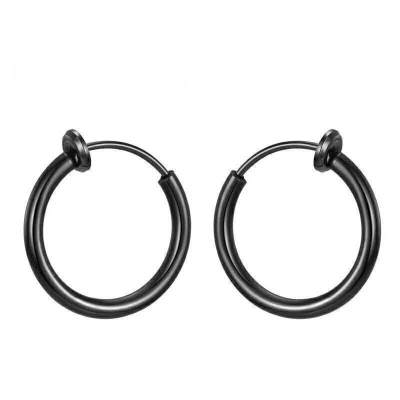 1 Pairs Fake Ear Clip Hoop Earrings for Men and Women Stainless Steel Painless Non Piercing Fake Earrings Jewelry Gifts
