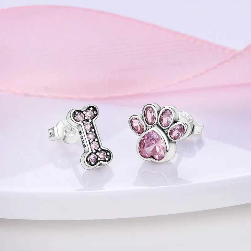 Original 925 Sterling Silver Colorful Cute Animal Pet Stud Earrings For Women Collocation For Girlfriend Birthday Gift