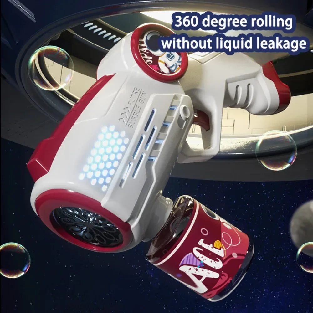 Electric Space Soap Bubble Gun Automatic Bubble Machine Maker Lights Astronaut Outdoor Games Park Toys for Kids Children's Gift