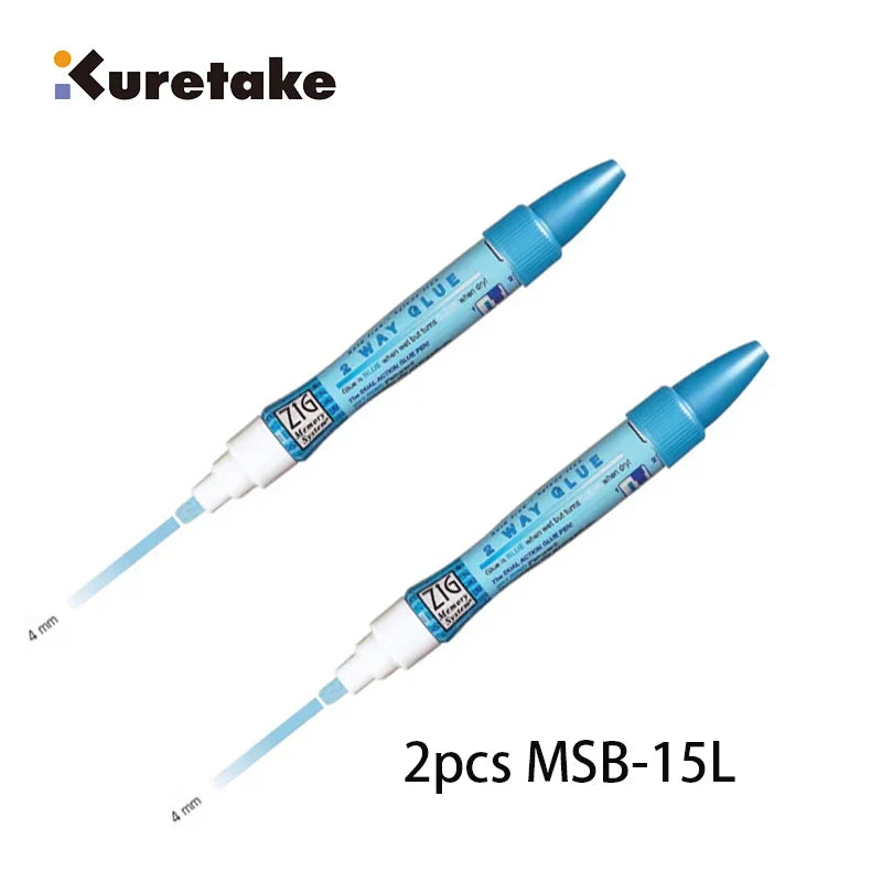 Japan Kuretake Zig 2 Way Glue Pen(1mm/2mm/4mm/15mm) , Adhesive for Professional,Artists, Crafting, Scrapbooking, Gift Card