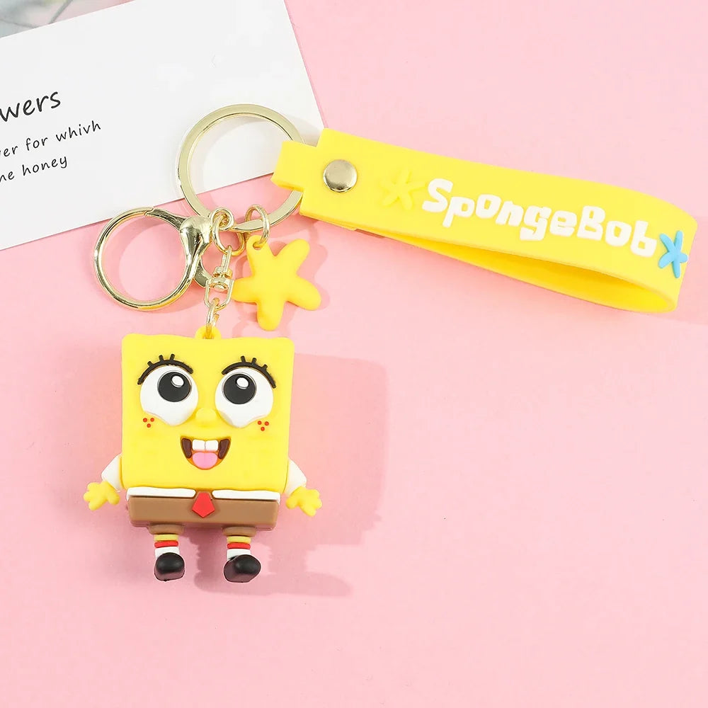 Anime Spongebob Squarepants Keychain Patrick Star Krabs Gary Sandy Kawaii Toys keychain Christmas gift bag Birthday Gift For Kid