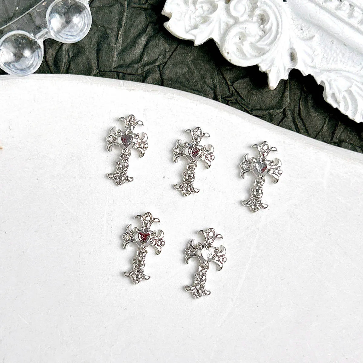 20PCS 3D Light Luxury Classic Cross Nail Charms Creative Exquisite Retro Alloy Cross Nail Art Decorations for DIY Cool Manicure