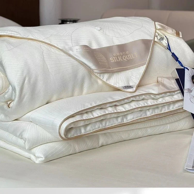 100% Natural Silk Quilt Lyocell Fiber Duvet Queen Size Summer Blanket White Luxury Jacquard Bedding Single Double Bed Comforter