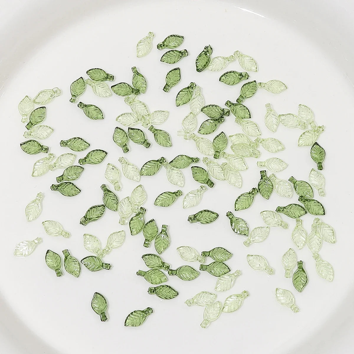 100pcs Acrylic Mini Small Tree Leaf Hand Beaded DIY Handmade Necklace Earrings Loose Bead Separated Bead Jewelry Accessory Mater