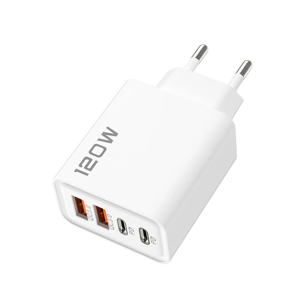 120W USB Type C Charger Mobile Phone Fast Charger Adapter For iPhone Samsung Xiaomi Quick Charge 3.0 EU/US/UK Plug Wall Charger