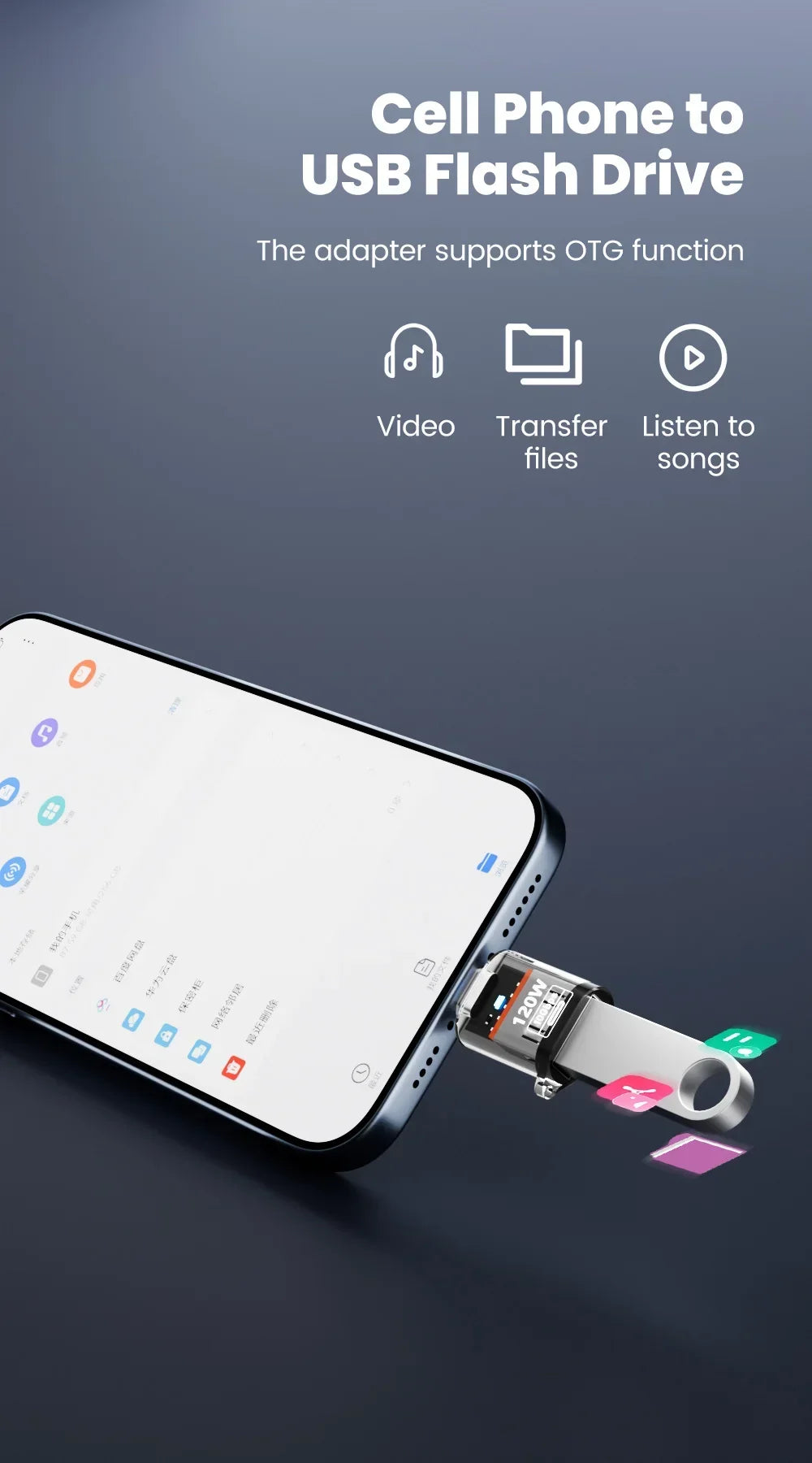 120W Fast Charging USB 3.2 To Type C Adapter OTG 10GB High Speed Data Audio Transfer for PC Tablet Xiaomi Huawei USB C Converter