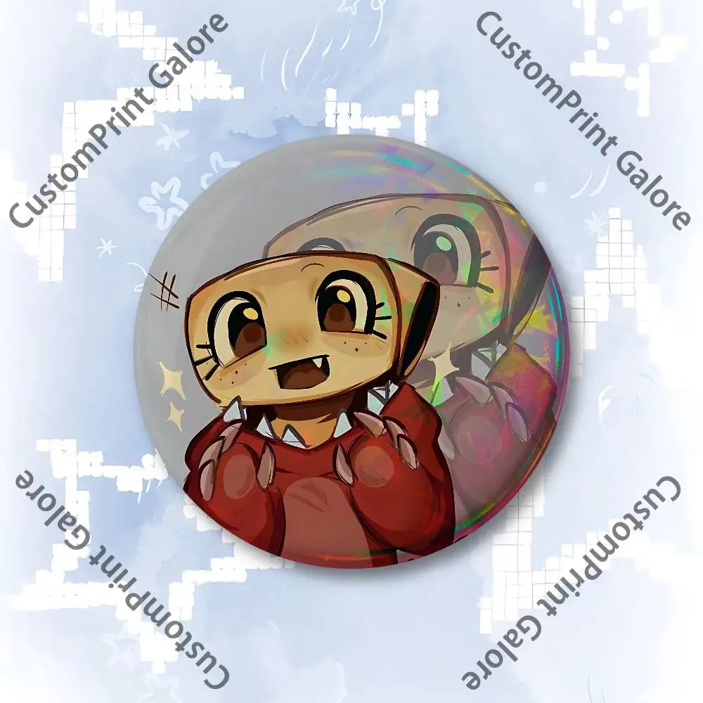 Cute Funny S-Shelly W-Wold Customizable Badge Tinplate Brooch Laser Film Lapel Pin for Decoration Party Small Gifts