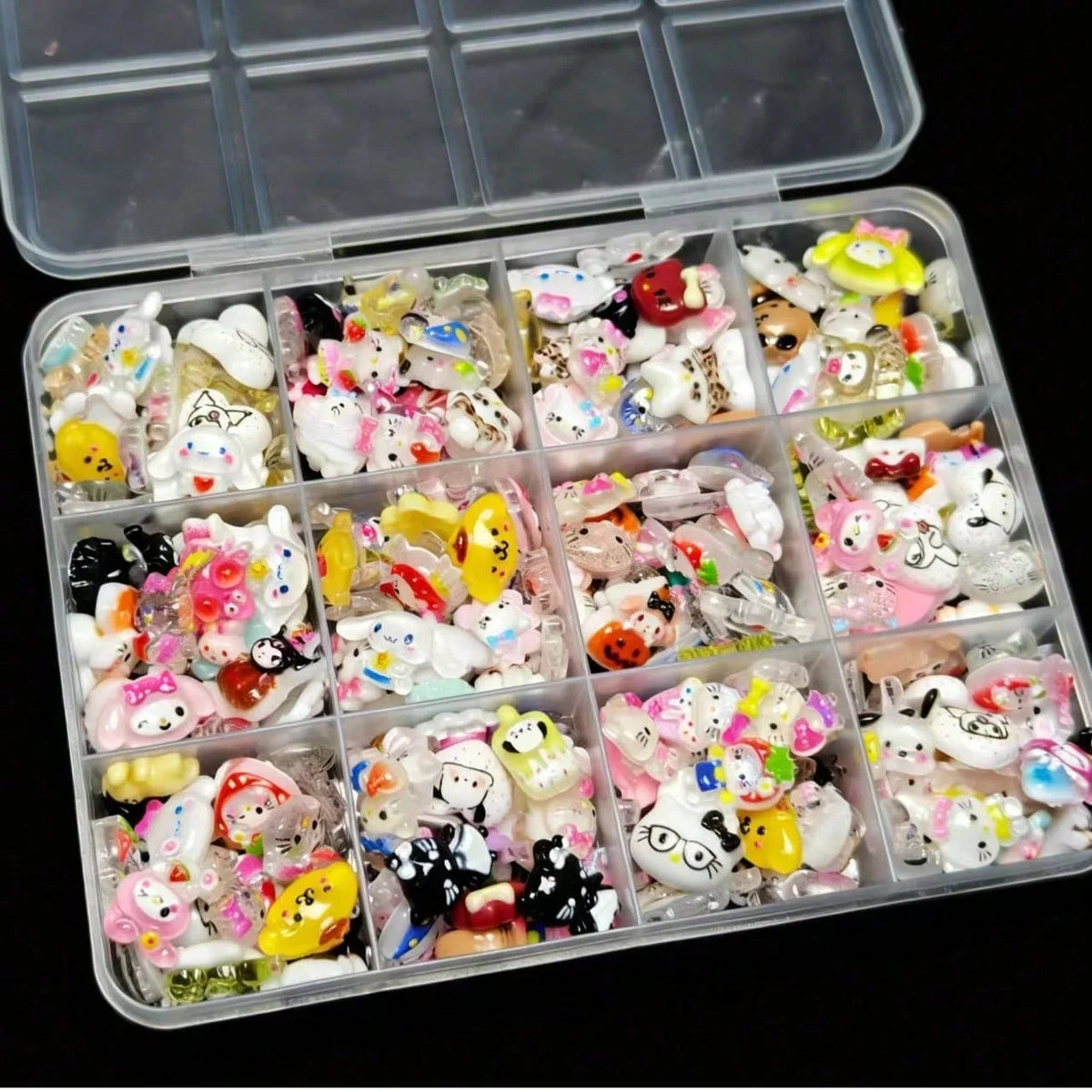 120PCS Box Mixed Hello Kitty 3D Nail Charms Cute Cartoon Resin Ornaments Kawaii DIY Nail Art Manicure Decor Accessories