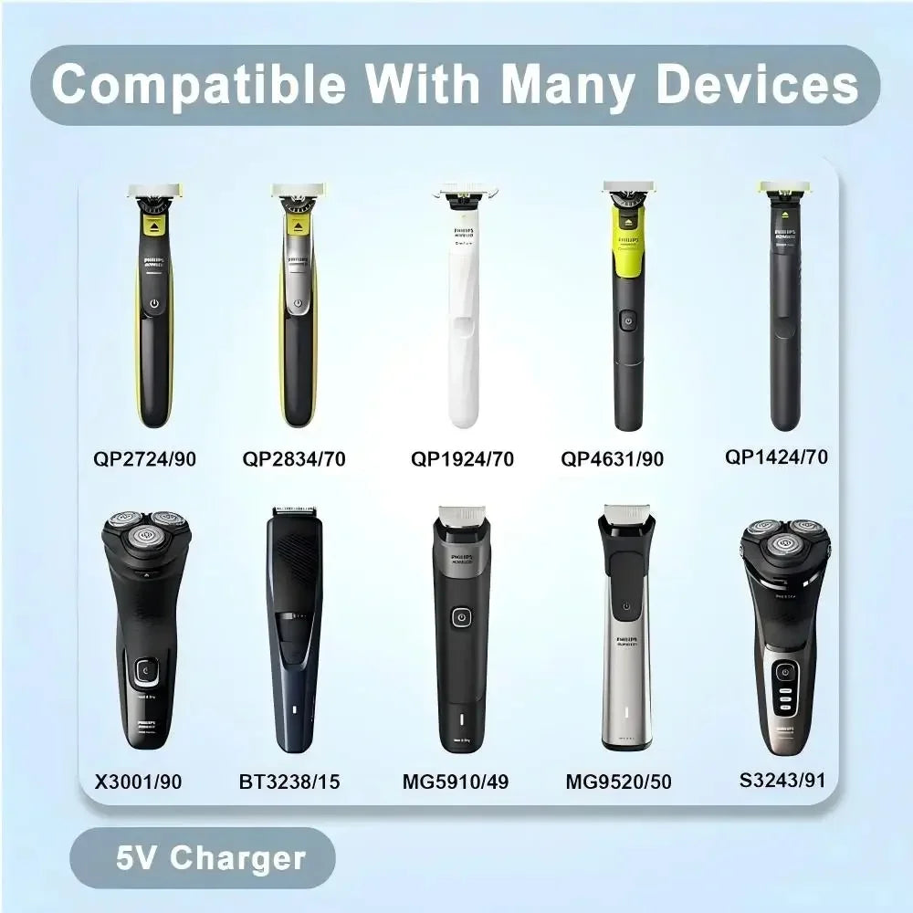 5V Type-C Shaver Adapter Charging Converter for Philips Norelco OneBlade QP2724 QP2834 BT3230 MG7910 MG5910 X3001 X3052 Shaver