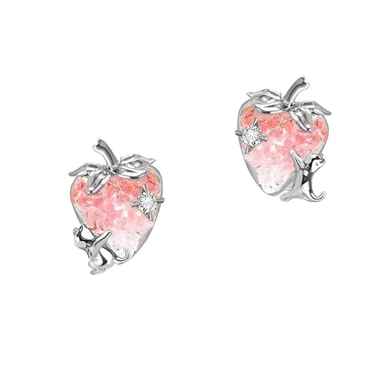 MASW Original Design Elegant Temperament Pink Strawberry Pendant Necklace For Women Wedding Gifts Modern Jewelry Accessories