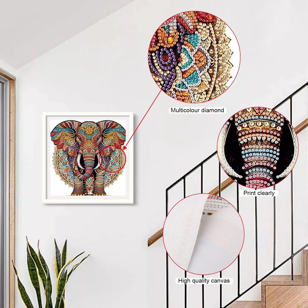 5D DIY Diamond Painting Kit Elephant Pattern Decoration DIY Alien Drill Diamond Mosaic Art Gift Crafts Wall Home Decoration