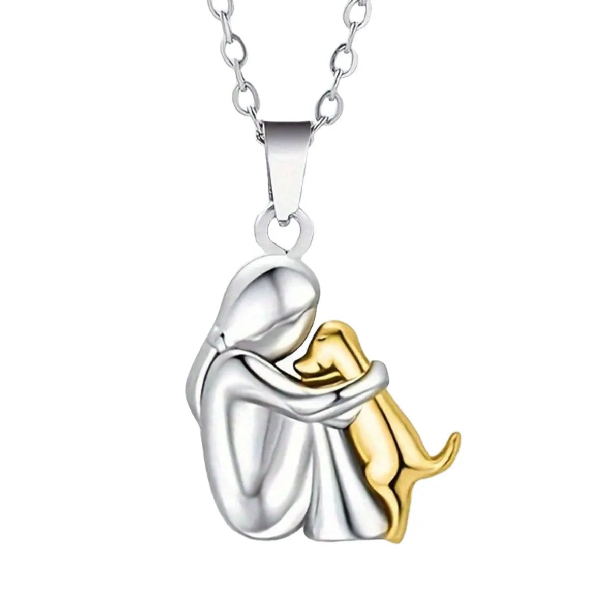 Girl Dog Pendant Necklaces, Stainless Steel Necklace Women, Minimalism Style Jewelry Accessories Chain