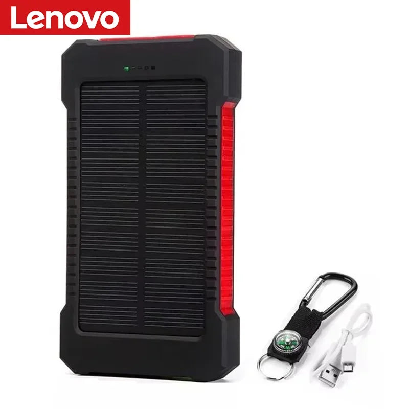 Lenovo 500000mAh Solar Power Bank Super Fast Charging Large Capacity Portable External Battery for iPhone Outdoor Emergency