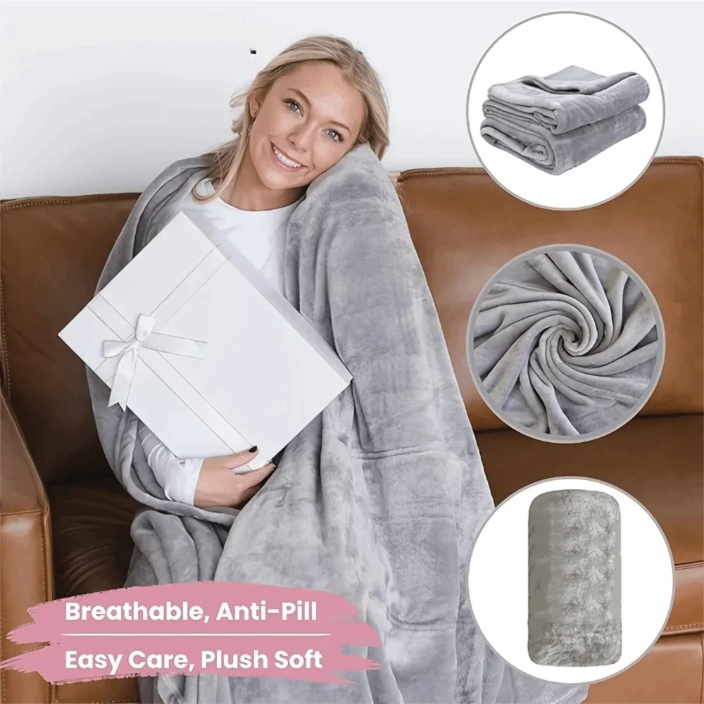 Cozy Flannel Winter Wearable Blanket Warm Sofa Throw Blanket Soft Thickened Leisure Blanket Winter