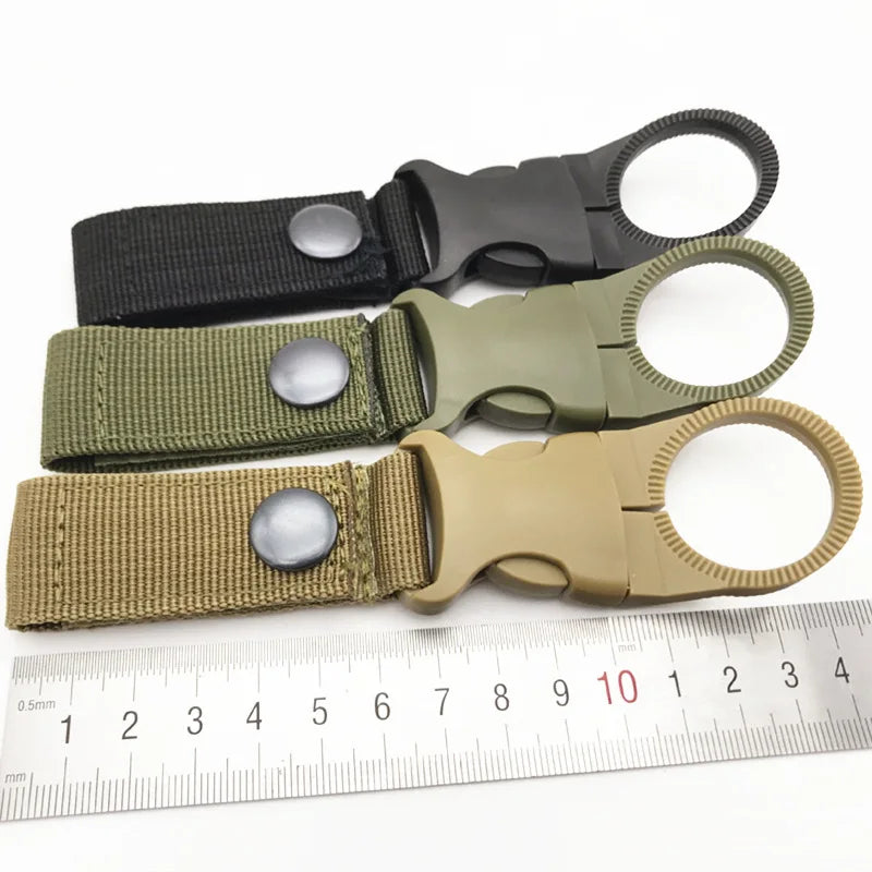 Webbing Water Bottle Holder Climbing Carabiner Belt Backpack Hanger Hooks Clip Multifunction Water Bottle Nylon Buckle Hook Clip