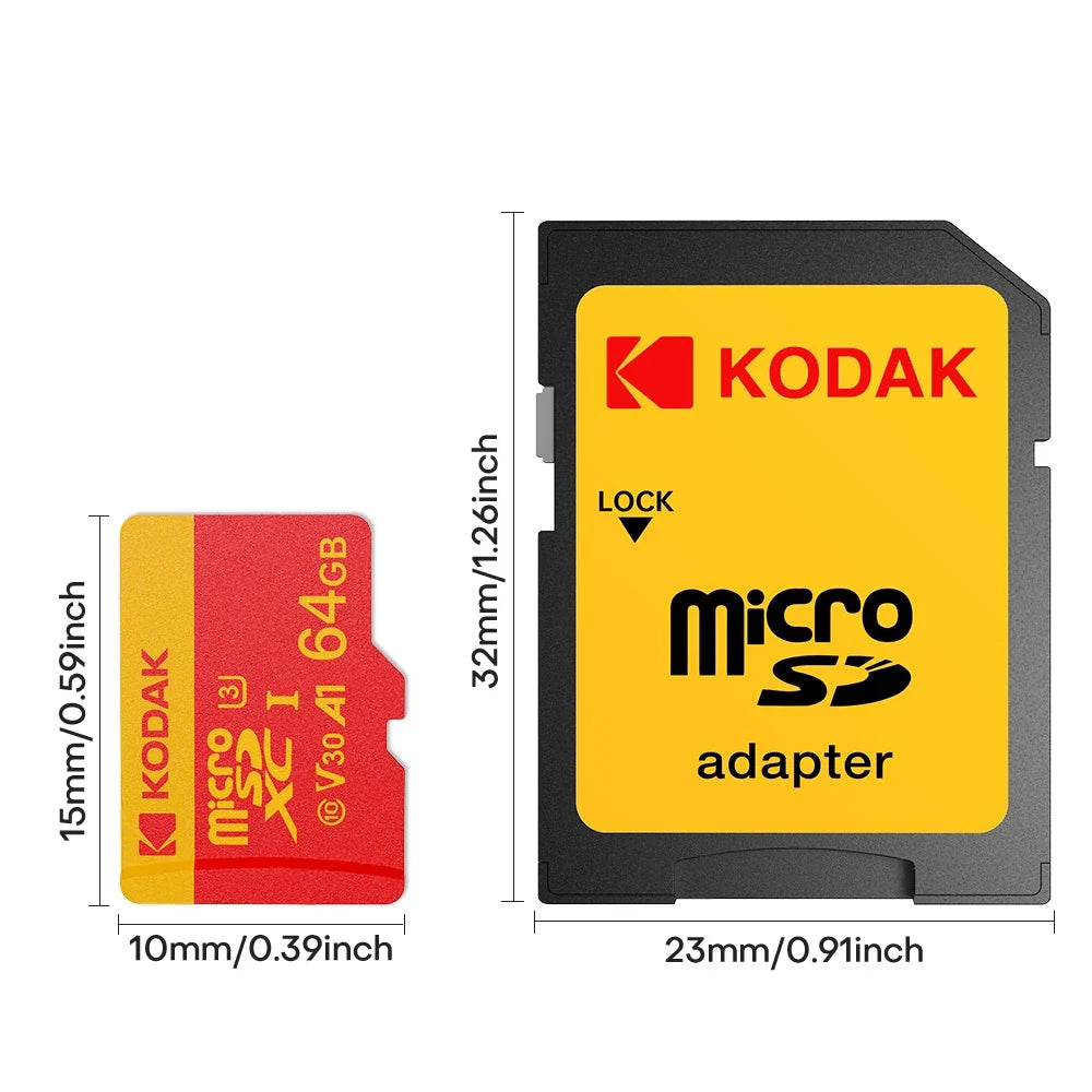 KODAK 128GB Micro SD Card U3 V30 256GB 64GB 32GB 4K High Speed TF Card for Phone Camera Drone Original TYPE-C Reader
