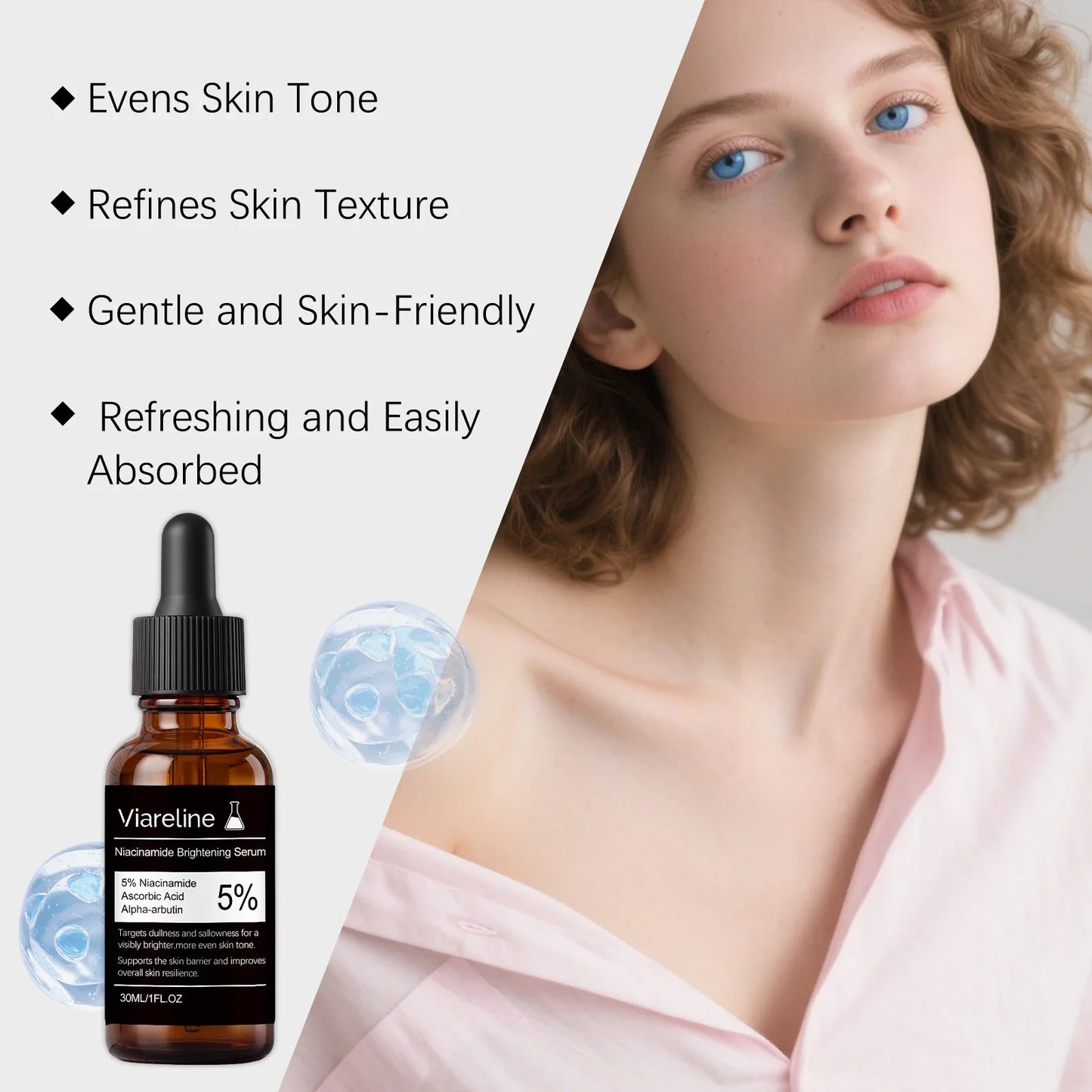 5% Niacinamide Brighten Serum Fade Dark Spots Even Skin Tone Improve Dullness Shrink Pores Moisturizing Hydration Sensitive Skin