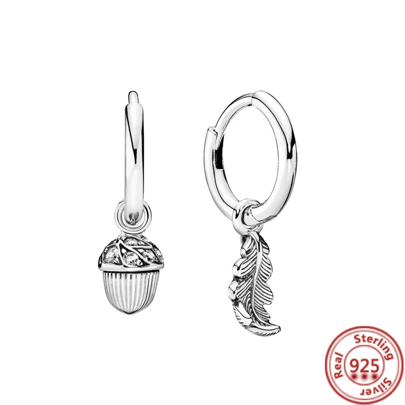 Hot Sale 925 Sterling Silver Heart Earrings Fit Original Charms Hoop Earrings For Women Girls Stud Earring Fine Jewelry Gifts