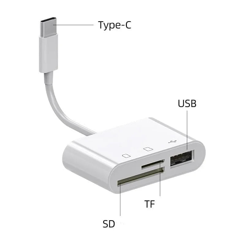USB C SD Card Reader, USB C to Micro SD TF Memory Card Reader, 3-in-1 USB Camera Card Reader Adapter