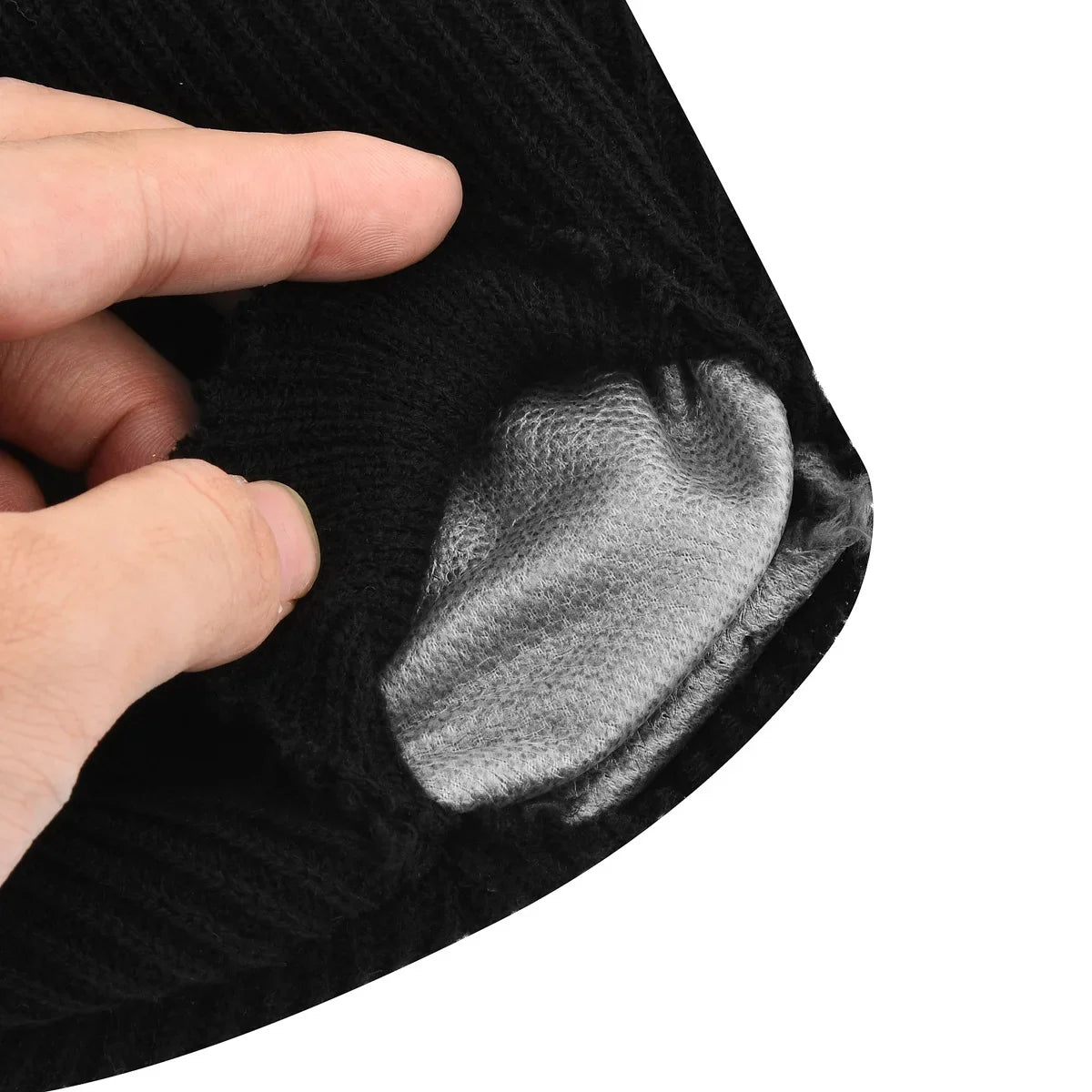 Waterproof Windproof Winter Warm Knit Beanie Fishing Hat Cap, Slouchy Soft Black Headwear Great for Winter Ski Walking Running