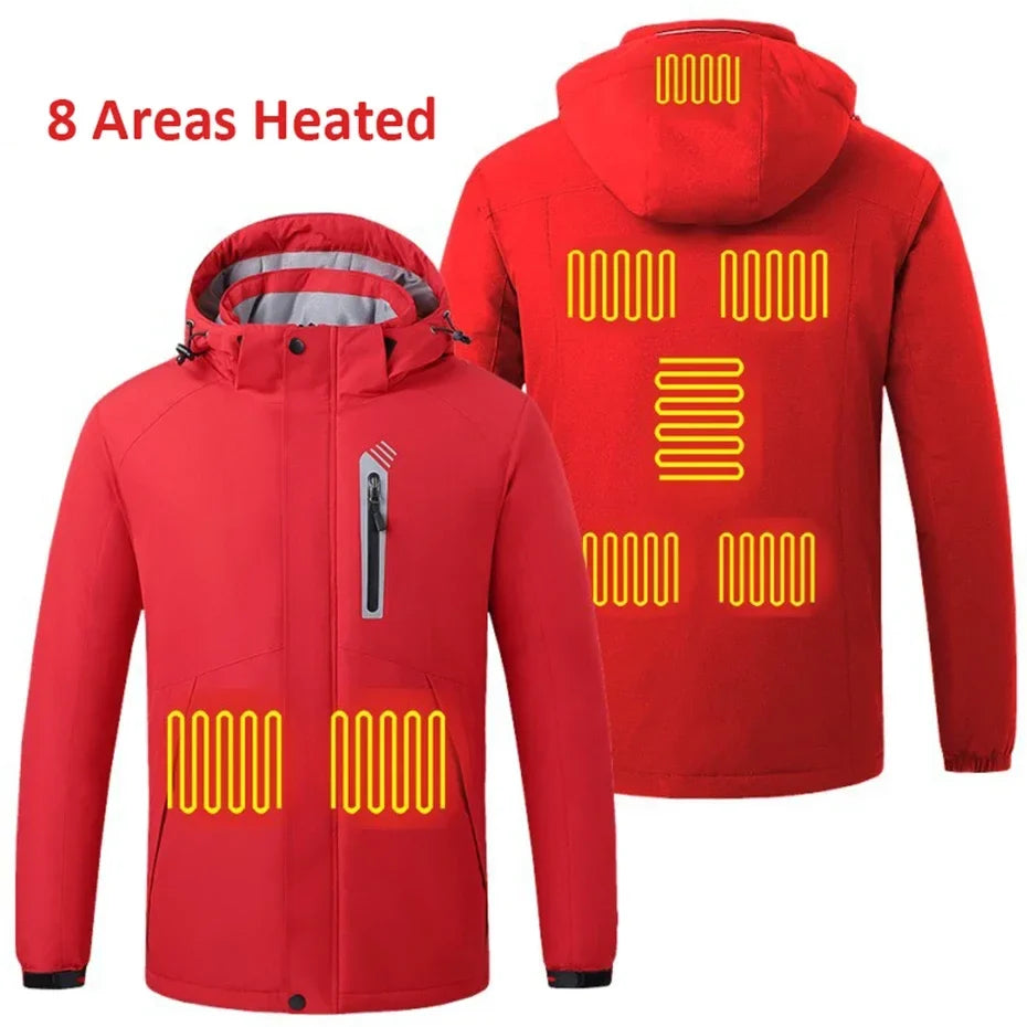Heating Jackets Men Winter Warm Heated Windbreaker 8 Zones Electric Heated Coat Waterproof Coat Plus Size 5XL Outerwear Male