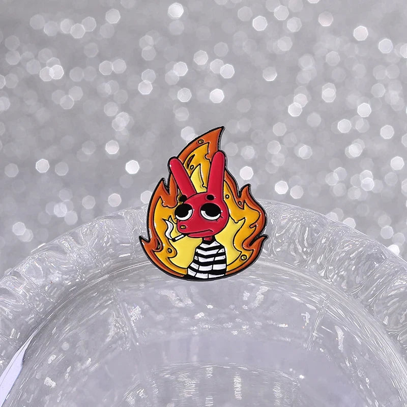 Red Rabbit Enamel Pins Custom NUNCA HABIA VISTO TANTA CACA JUNTA Brooches Lapel Badges Clothes Animal Jewelry Gift for Friends