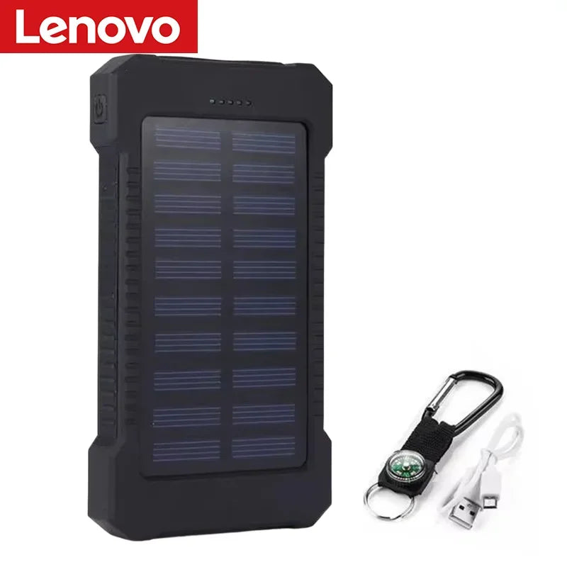 Lenovo 500000mAh Solar Power Bank Super Fast Charging Large Capacity Portable External Battery for iPhone Outdoor Emergency