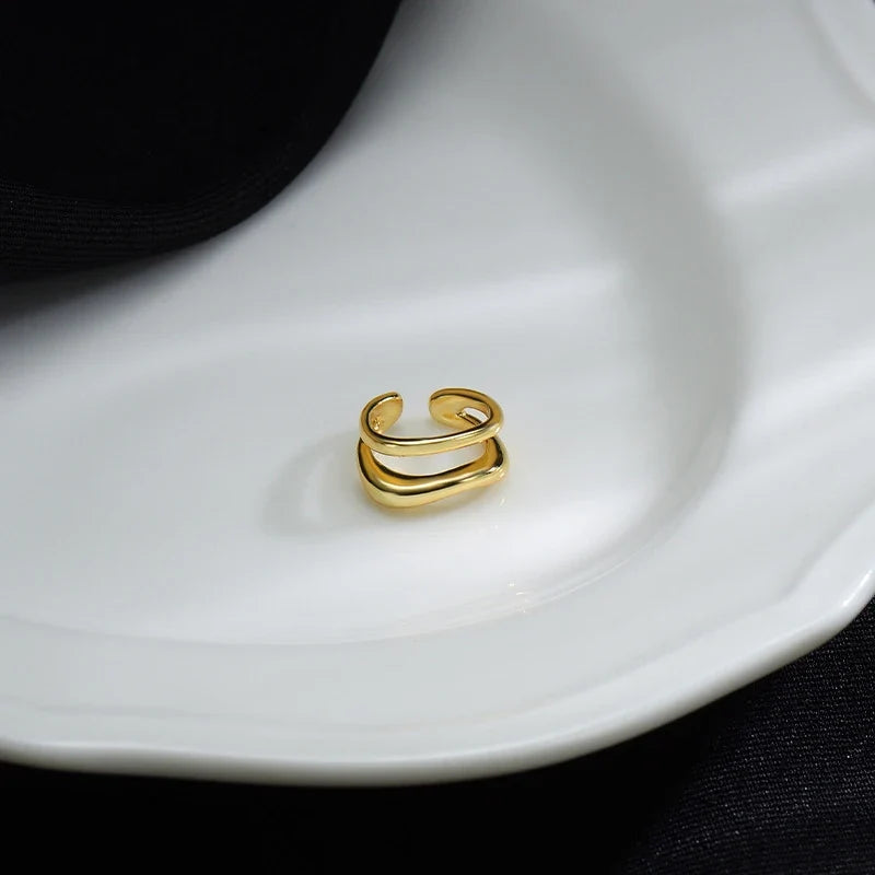 1Pc Ear Cuff Earrings Non-Piercing Double Layer Cuff Ear Clip Earring for Women Fake Cartilage Simple Y2K Jewelry 2025 New