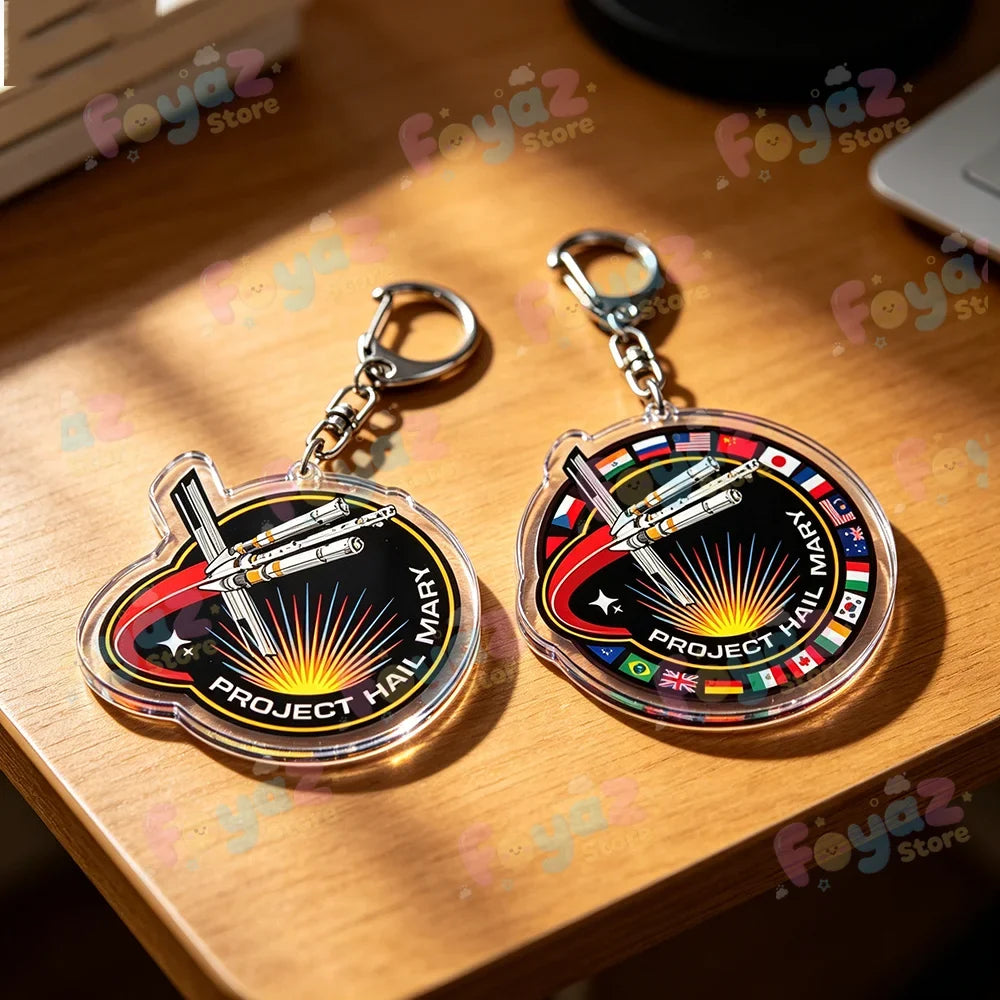 Rocky Amaze Amaze Keychains for Accessories Bag Charm Project Hail Mary Mission Crest Keyrings Jewelry Fans Gifts