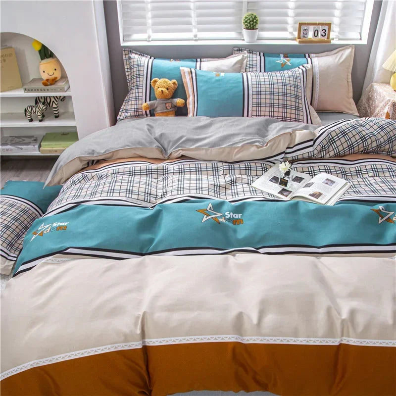 Lovely Cartoon King Size Duvet Cover Set 220x240 Skin Friendly Double Bed Quilt Cover Blanket Comforter Cover and Pillowcase