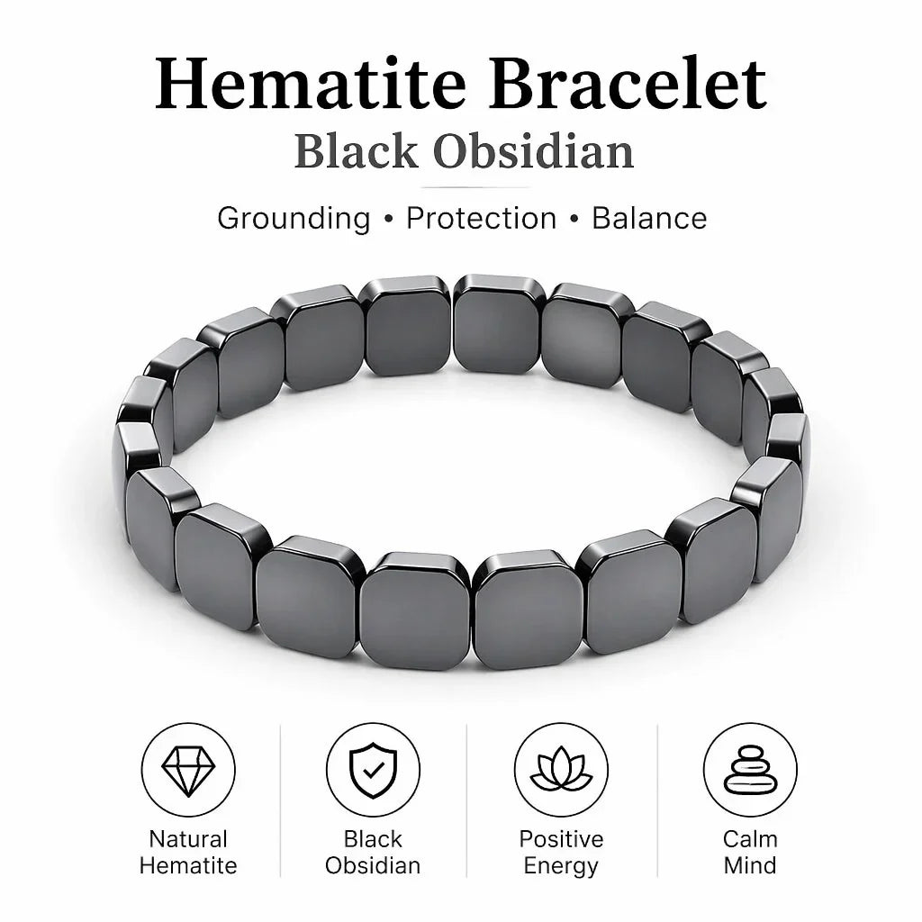 Hematite Bracelet For Men Reclaim Your Edge Confidence Natural Hematite Stone Beaded Stretch Healing Bracelets Gift Jewelry