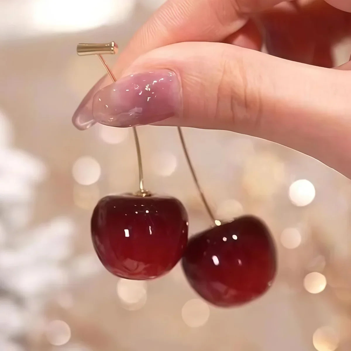 Cherry Earrings for Women Fun Fruit Drop Dangle Earrings Cute 3D Red Jewelry Unique Fruit Charm Jewelry Gifts